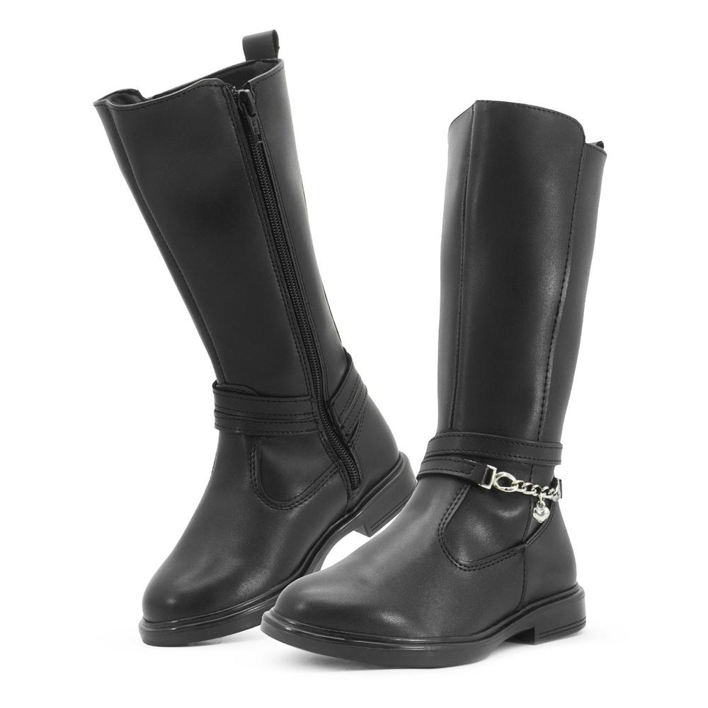 Foto 3 pulgar | Bota Larga Yuyin Para Niña Antiderrapante Casual Cómoda 2-6 Negro
