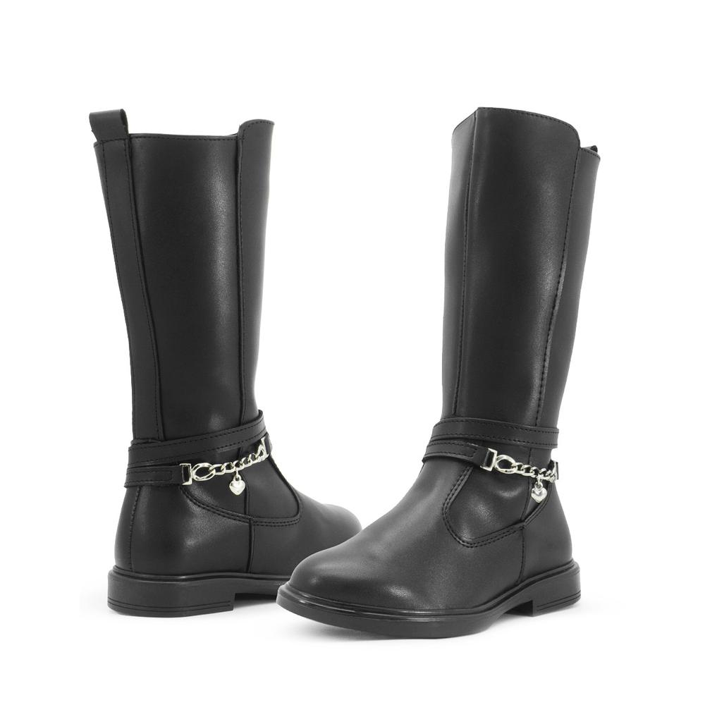 Foto 4 pulgar | Bota Larga Yuyin Para Niña Antiderrapante Casual Cómoda 2-6 Negro