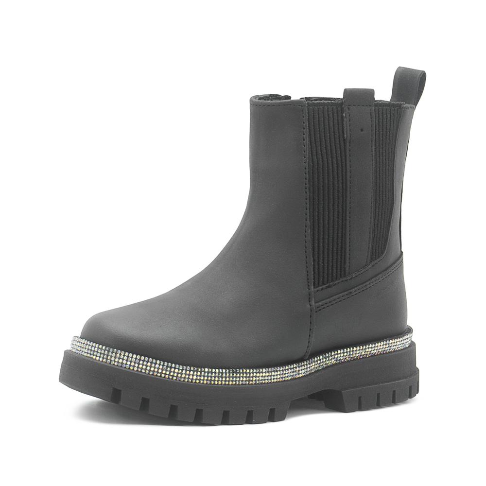 Foto 5 pulgar | Botín Bambino Para Niña Chunky Casual Pedrería Antiderrapante Negro