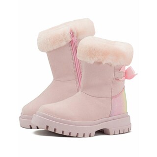 Foto 2 | Bota Botín Bambino Para Niña Antiderrapante Moño Afelpada Rosa