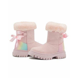 Foto 3 | Bota Botín Bambino Para Niña Antiderrapante Moño Afelpada Rosa