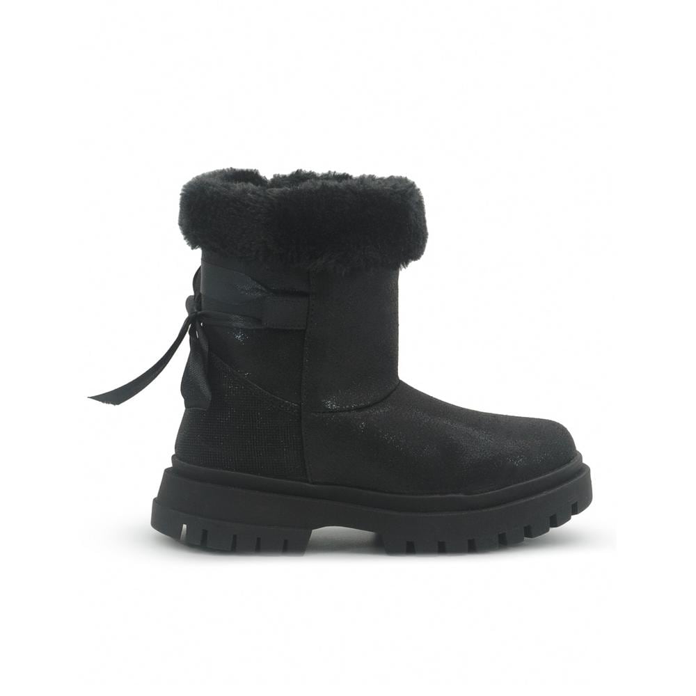 Botín Bambino Casual Para Niña Invierno Afelpadas Moño Negro Negro $729