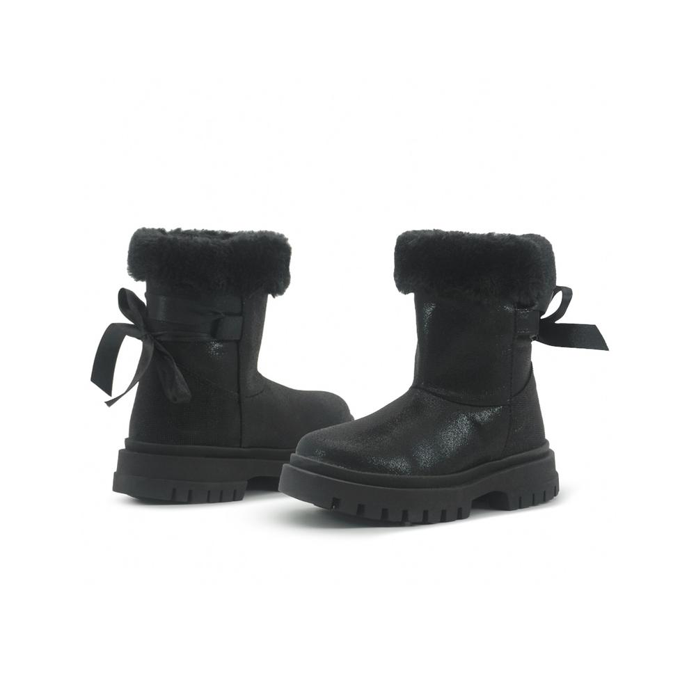 Foto 4 pulgar | Botín Bambino Casual Para Niña Invierno Afelpadas Moño Negro Negro