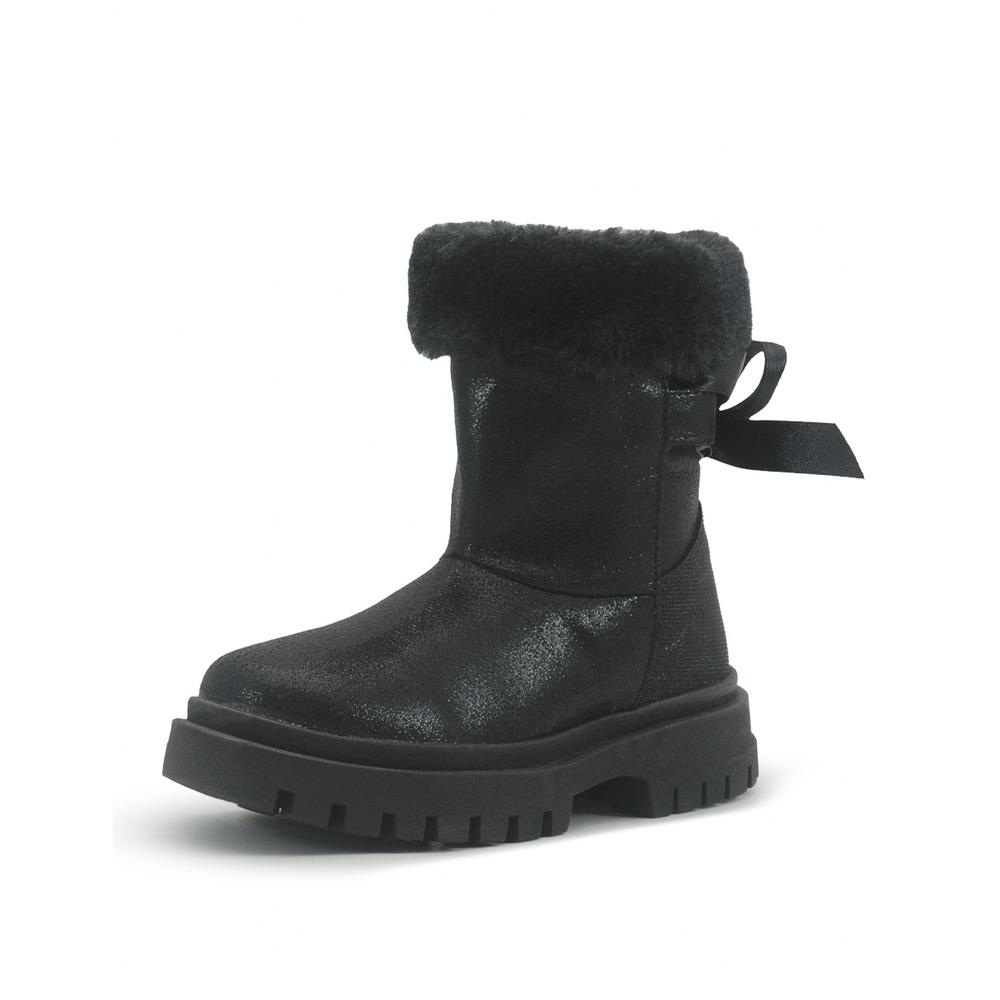 Foto 5 pulgar | Botín Bambino Casual Para Niña Invierno Afelpadas Moño Negro Negro