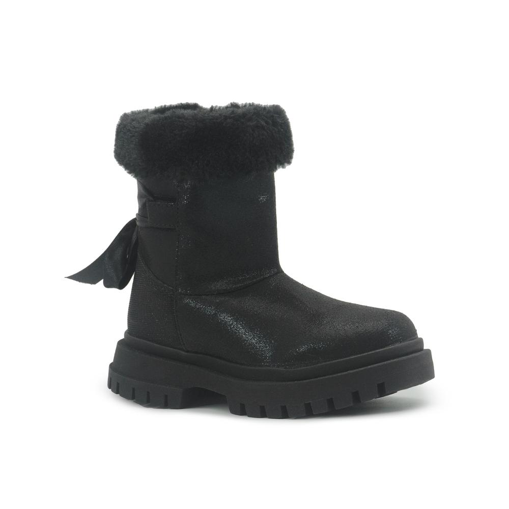 Foto 6 pulgar | Botín Bambino Casual Para Niña Invierno Afelpadas Moño Negro Negro