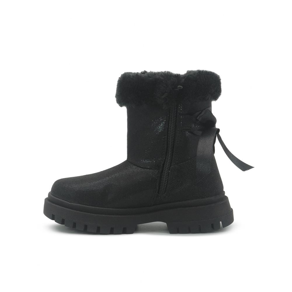 Foto 7 pulgar | Botín Bambino Casual Para Niña Invierno Afelpadas Moño Negro Negro