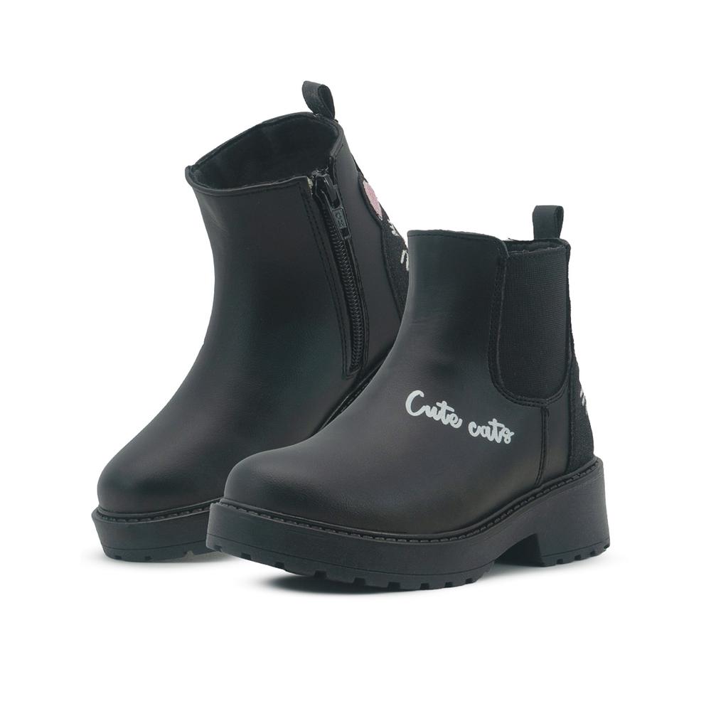 Foto 2 | Botin Bambino Para Niña Chunky Gatito Antiderrapante Negro Negro