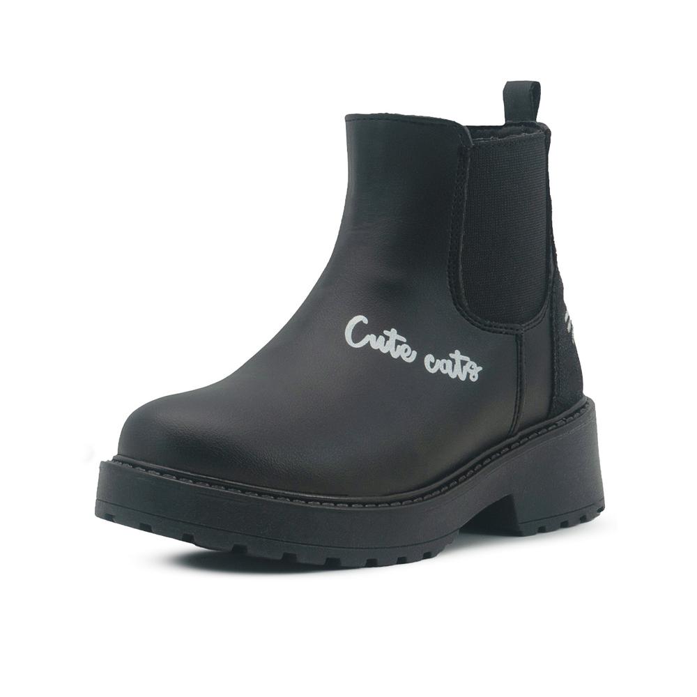 Foto 5 pulgar | Botin Bambino Para Niña Chunky Gatito Antiderrapante Negro Negro