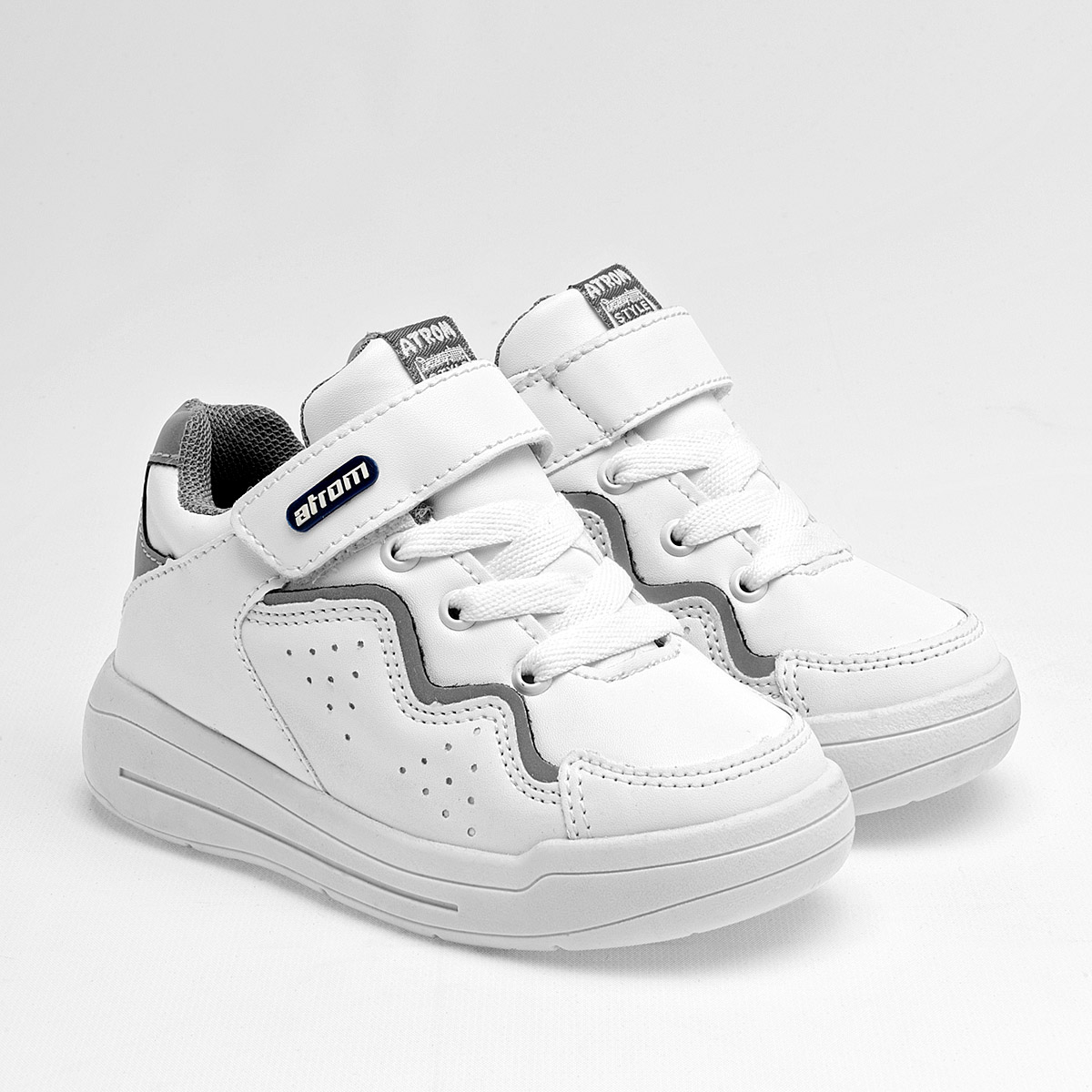 Foto 2 | Atrom Tenis Urbano Para Niño Blanco Gris