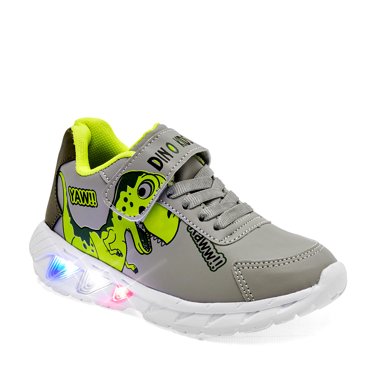 Celex Tenis Urbano Para Niño Gris Olivo, Con Luces / Suela Superligera
