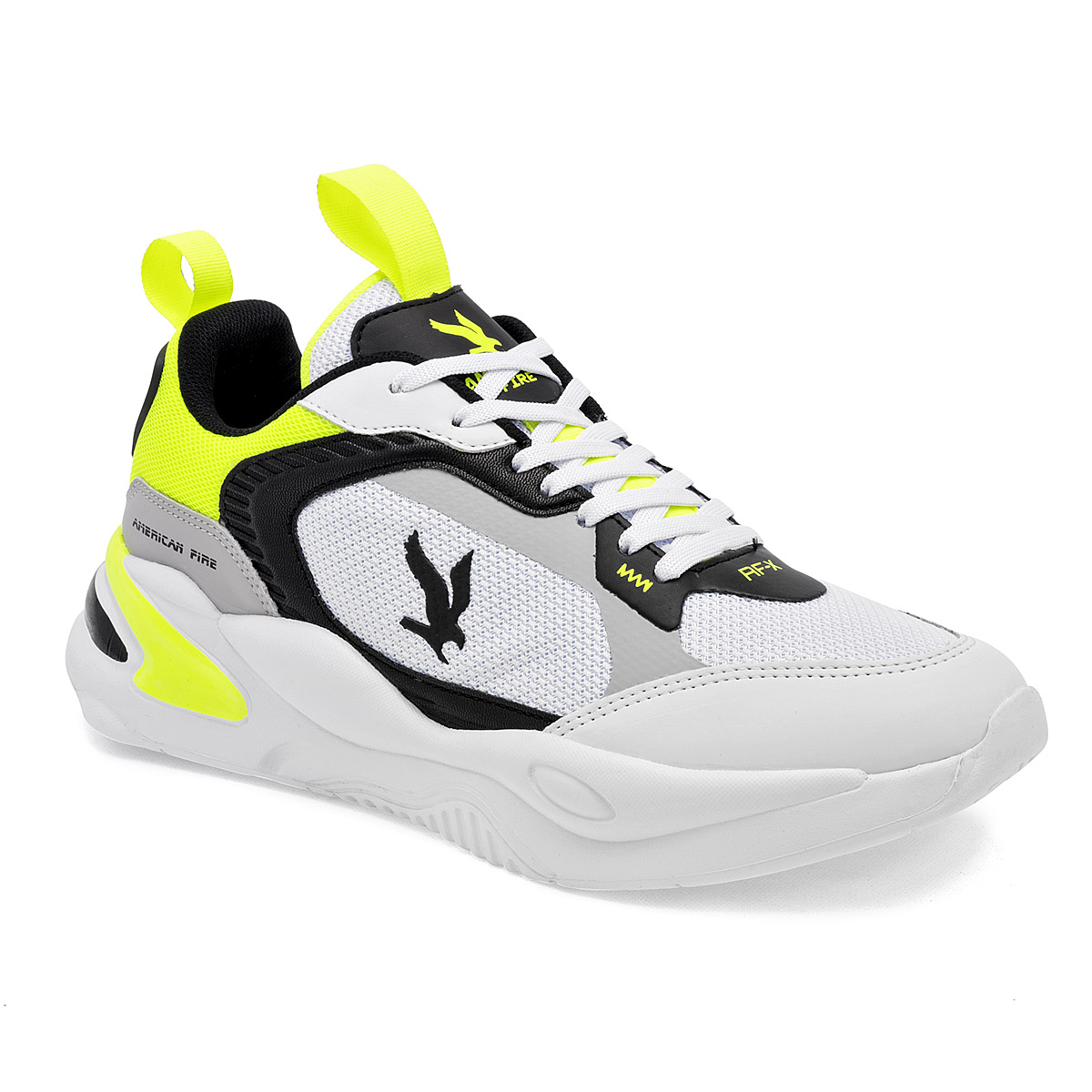 American Fire Tenis Urbano Para Niño Blanco Negro Amarillo