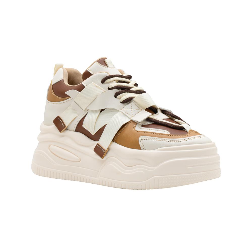 Tenis Moda Para Dama Plataforma Chunky Color Capuchino Cafe