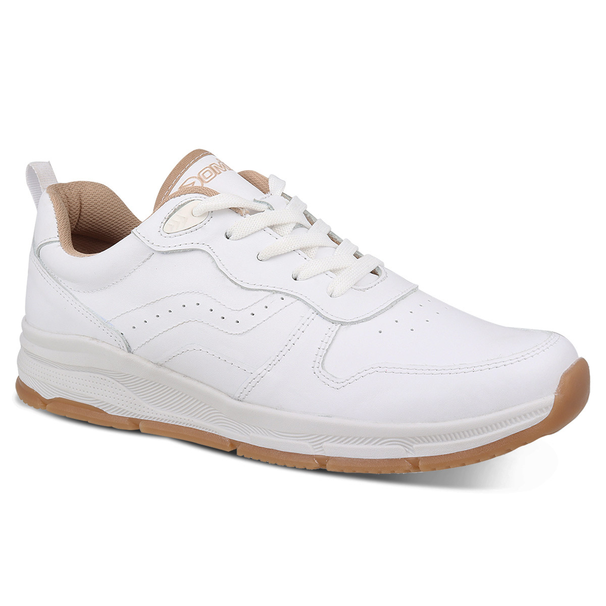 Foto 2 pulgar | Tenis Deportivo De Piel Escolar Dominiq 2923 Color Blanco/beige Unisex