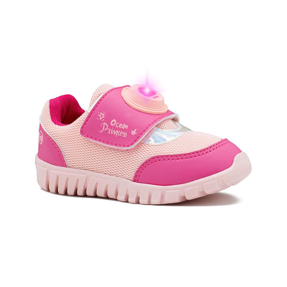 Foto 2 pulgar | Tenis Para Niña Bubble Gummers  Botón Con Luces Yoko Rosa Fucsia