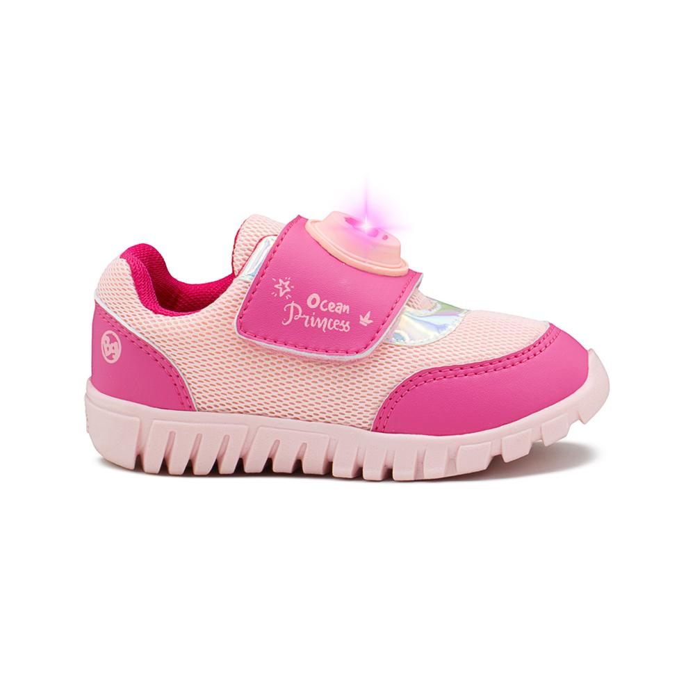 Foto 4 pulgar | Tenis Para Niña Bubble Gummers  Botón Con Luces Yoko Rosa Fucsia