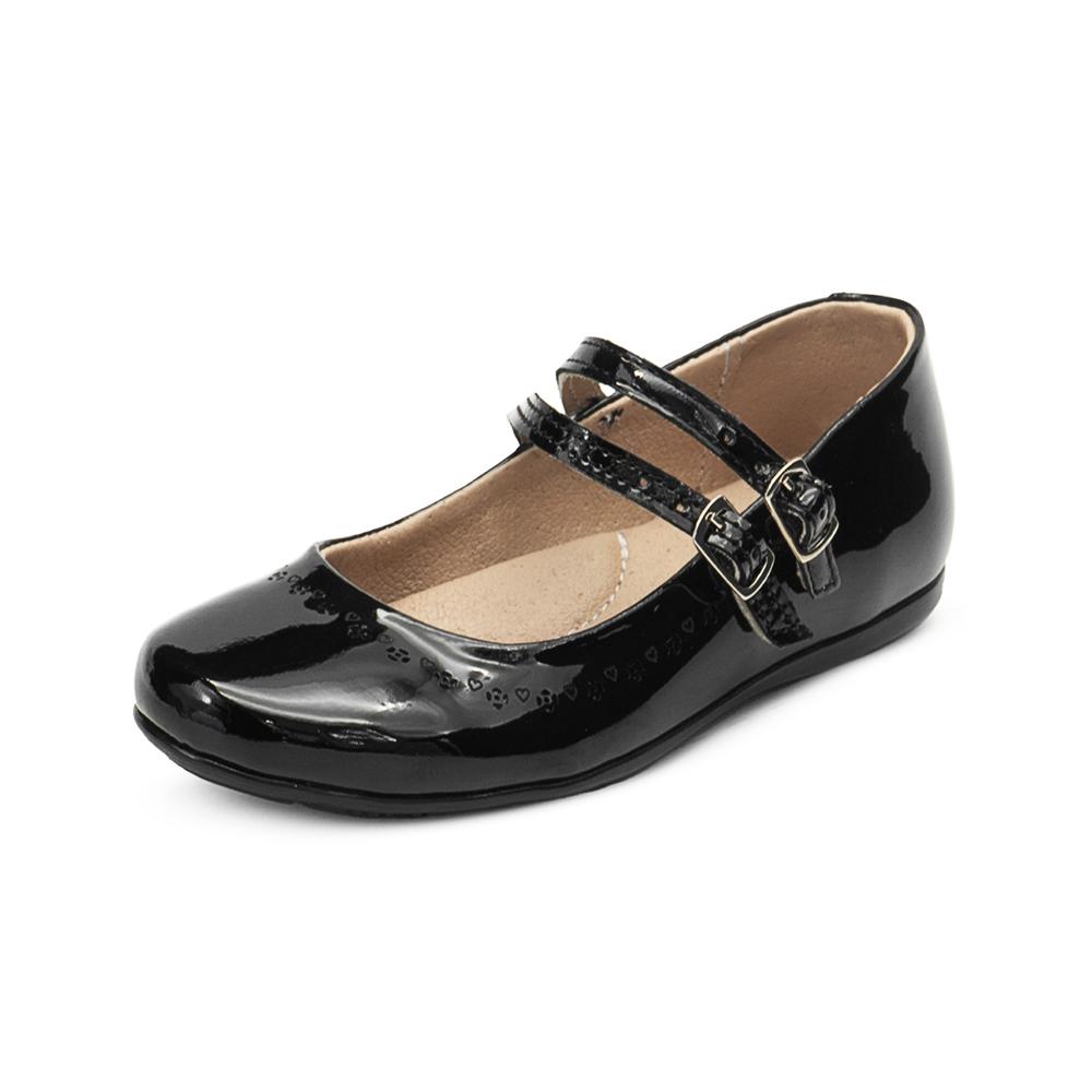 Foto 4 pulgar | Balerina Escolar Niña Karsten  Doble Broche Charol Negro Negro