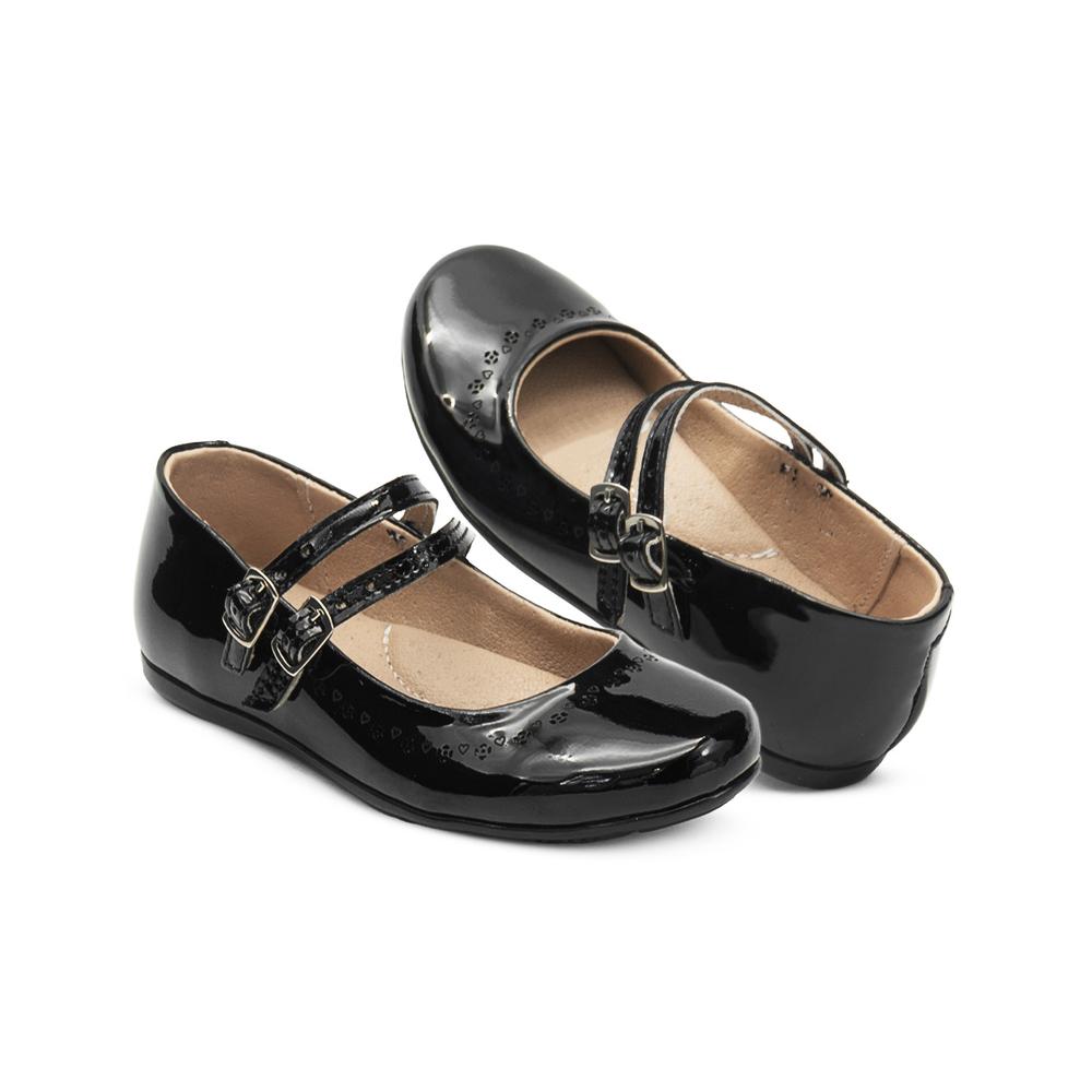 Foto 6 pulgar | Balerina Escolar Niña Karsten  Doble Broche Charol Negro Negro