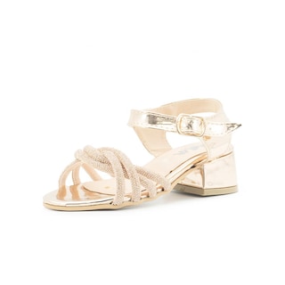 Foto 3 | Sandalia Para Niña Wildcat Tacon Bajo Tiras Brilitos Oro Dorado