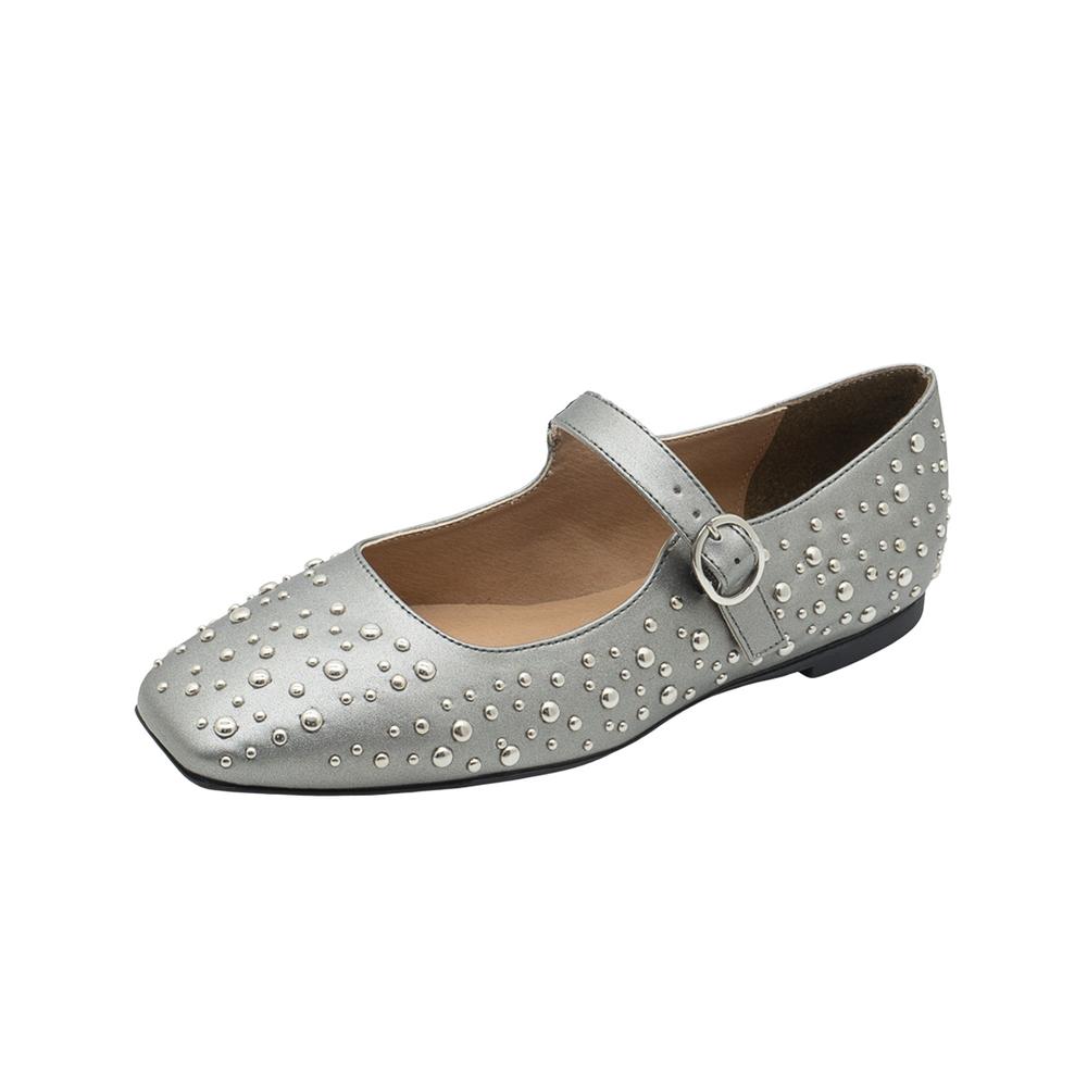 Foto 5 pulgar | Flat Balerina Para Mujer Salamandra  Color Plomo 22-26 Gris Oscuro