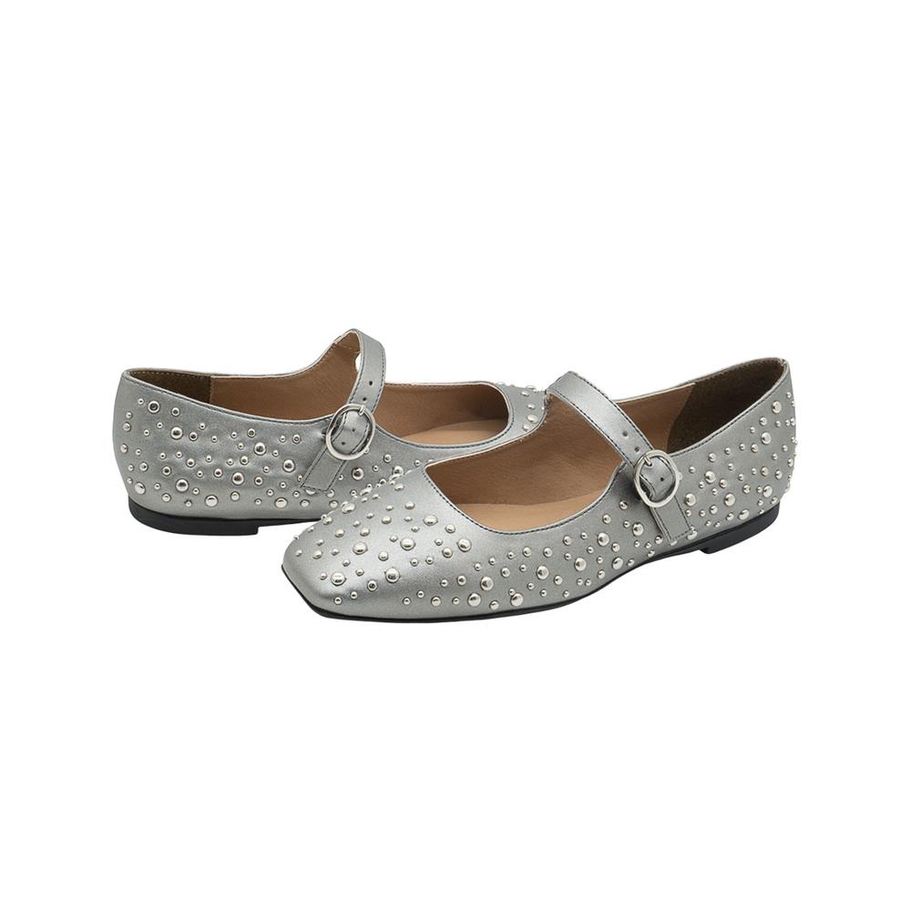 Foto 6 pulgar | Flat Balerina Para Mujer Salamandra  Color Plomo 22-26 Gris Oscuro