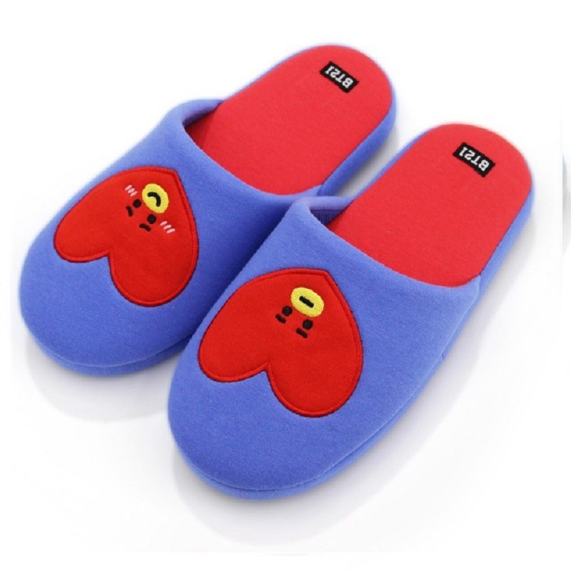 Foto 2 pulgar | Pantuflas de Peluche Bts Bt21 Tata Unitalla color Azul con Rojo