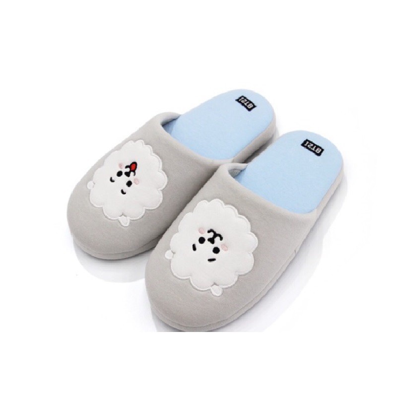 Pantuflas de Peluche Bts Bt21 Rj Unitalla color Azul con Gris