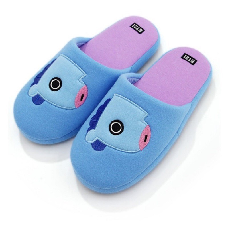 Foto 2 pulgar | Pantuflas de Peluche Bts Bt21 Mang Unitalla color Azul con Morado