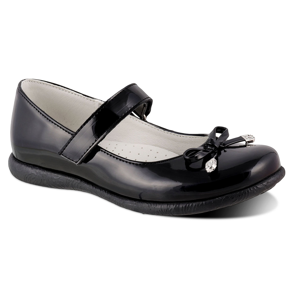 Zapato Escolar Dominiq 1323 Color Charol Negro Para Niña