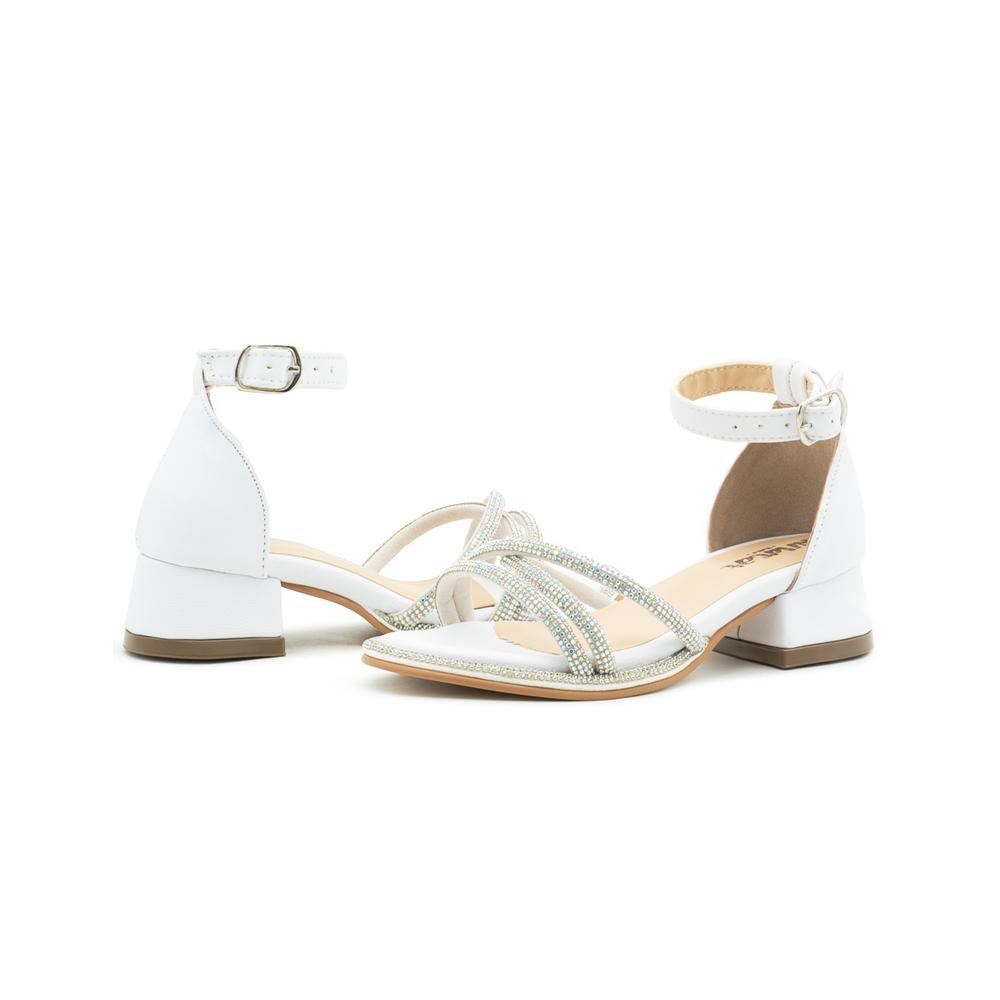 Foto 3 pulgar | Zapatilla Para Niña Con Pedrería Graduación Formal Blanco Blanco