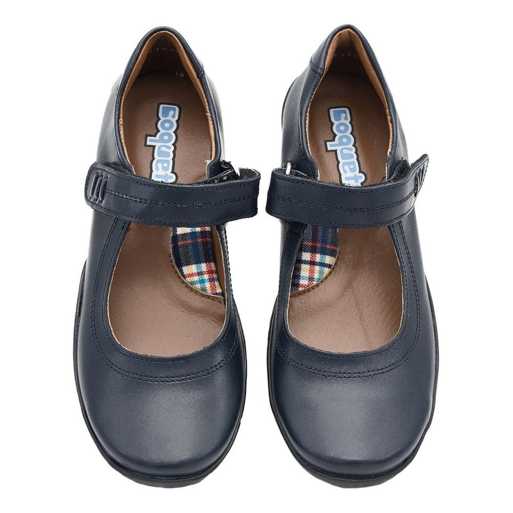 Foto 5 | Zapato Coqueta Escolar Piel Niña Velcro Color Marino 18-21.5 Azul Marino