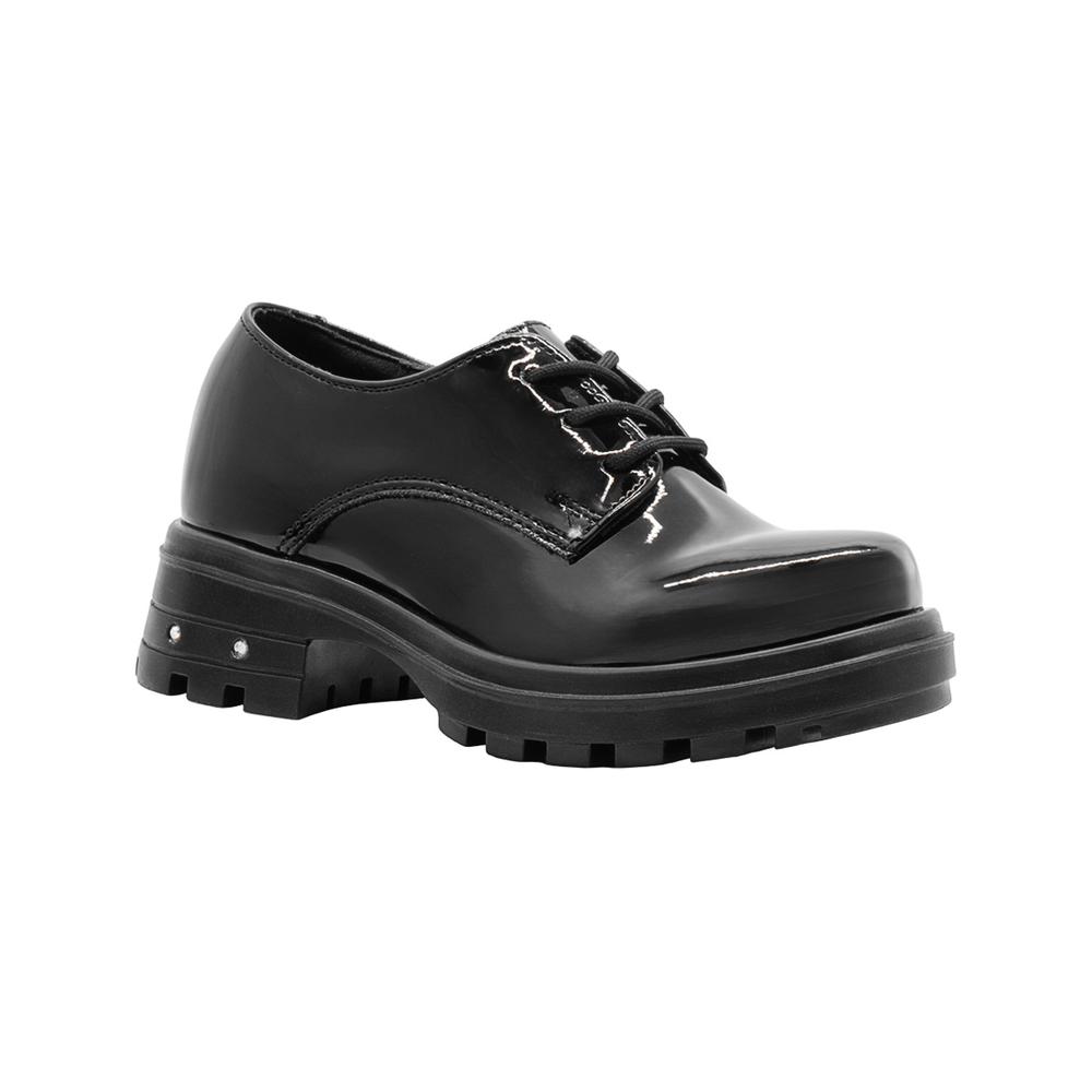 Foto 1 | Oxford Mocasin Escolar Niña Yuyin  Charol Negro Plataforma Negro