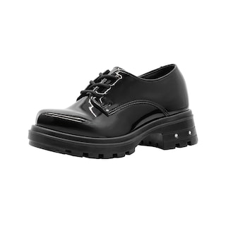 Foto 4 | Oxford Mocasin Escolar Niña Yuyin Charol Negro Plataforma Negro