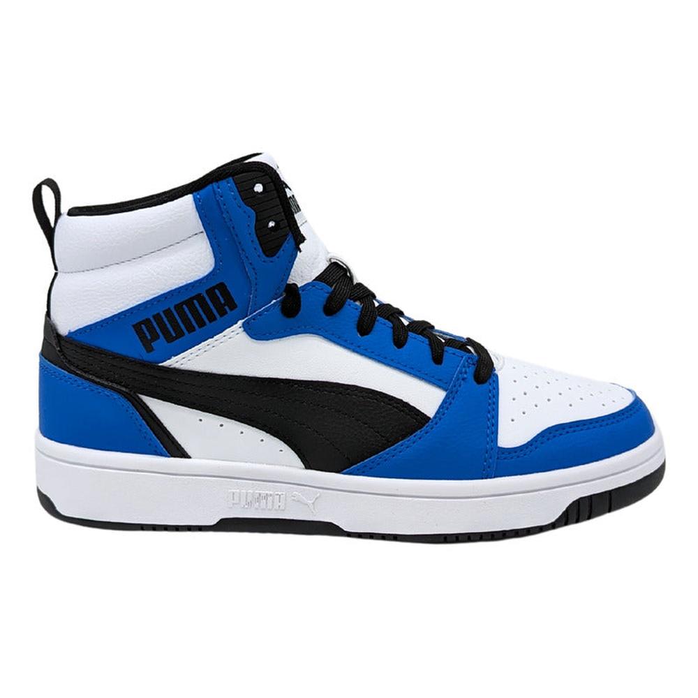 Foto 2 pulgar | Tenis Puma Rebound V6 Mid Jr Blanco-azul 393831 06 Juvenil Blanco