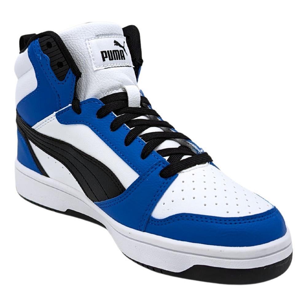 Foto 3 pulgar | Tenis Puma Rebound V6 Mid Jr Blanco-azul 393831 06 Juvenil Blanco