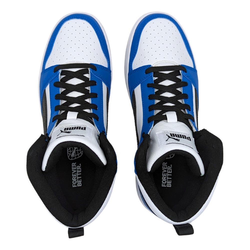 Foto 4 pulgar | Tenis Puma Rebound V6 Mid Jr Blanco-azul 393831 06 Juvenil Blanco