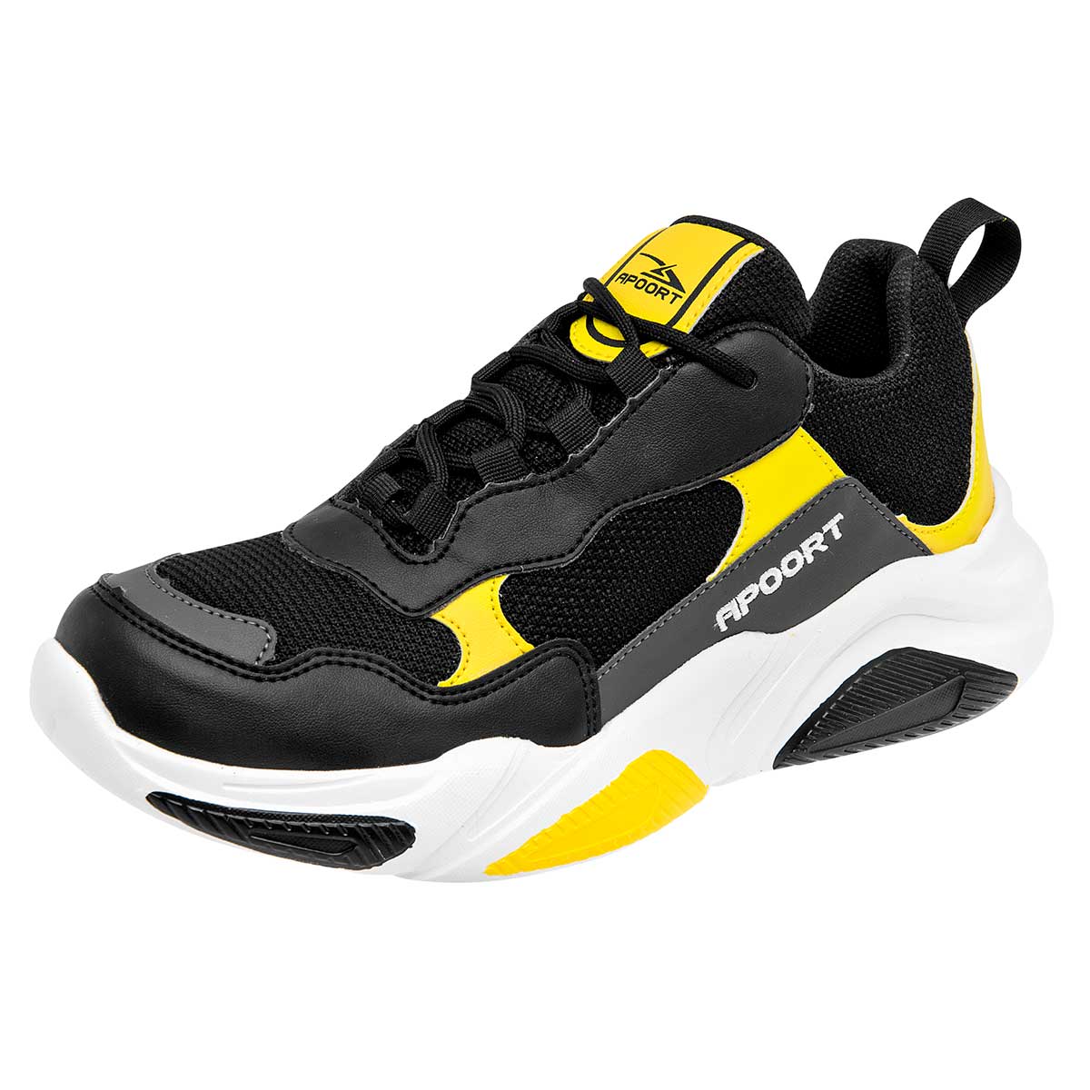 Apoort Tenis Urbano Para Mujer Negro Amarillo Gris, Código 104180-1