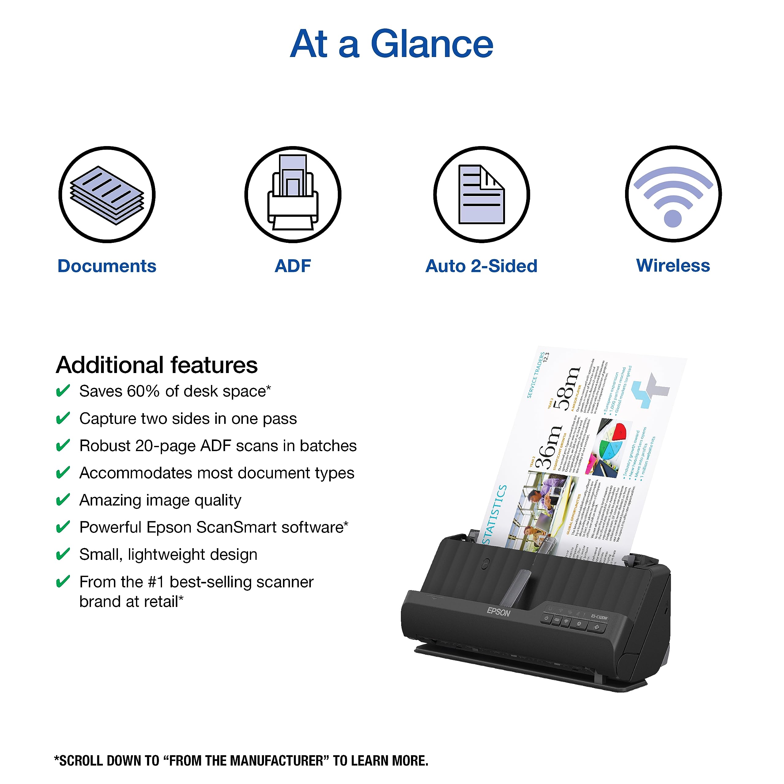 Foto 2 | Escáner De Documentos Epson Workforce Es-c320w Inalámbrico Negro - Venta Internacional.