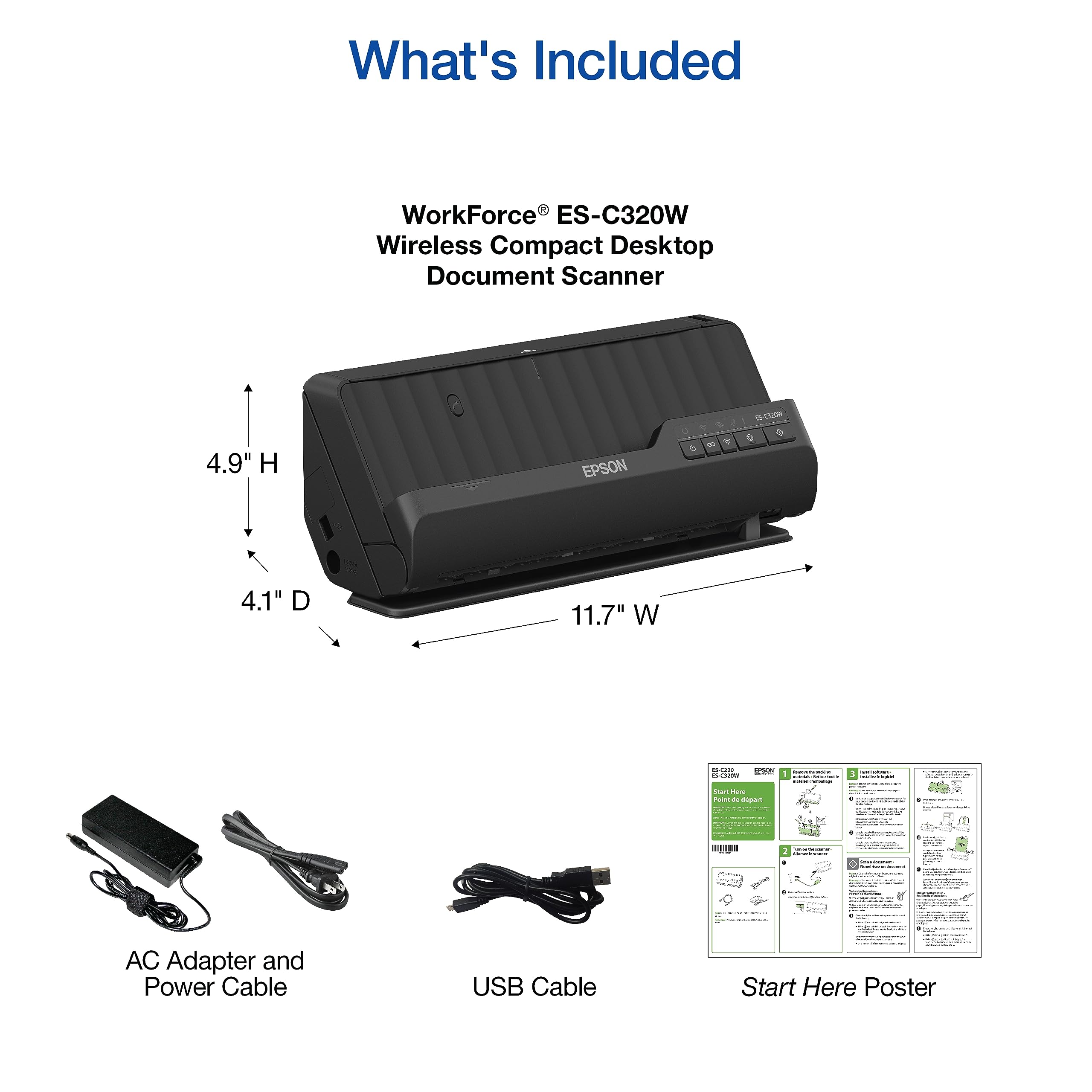 Foto 5 pulgar | Escáner De Documentos Epson Workforce Es-c320w Inalámbrico Negro - Venta Internacional.