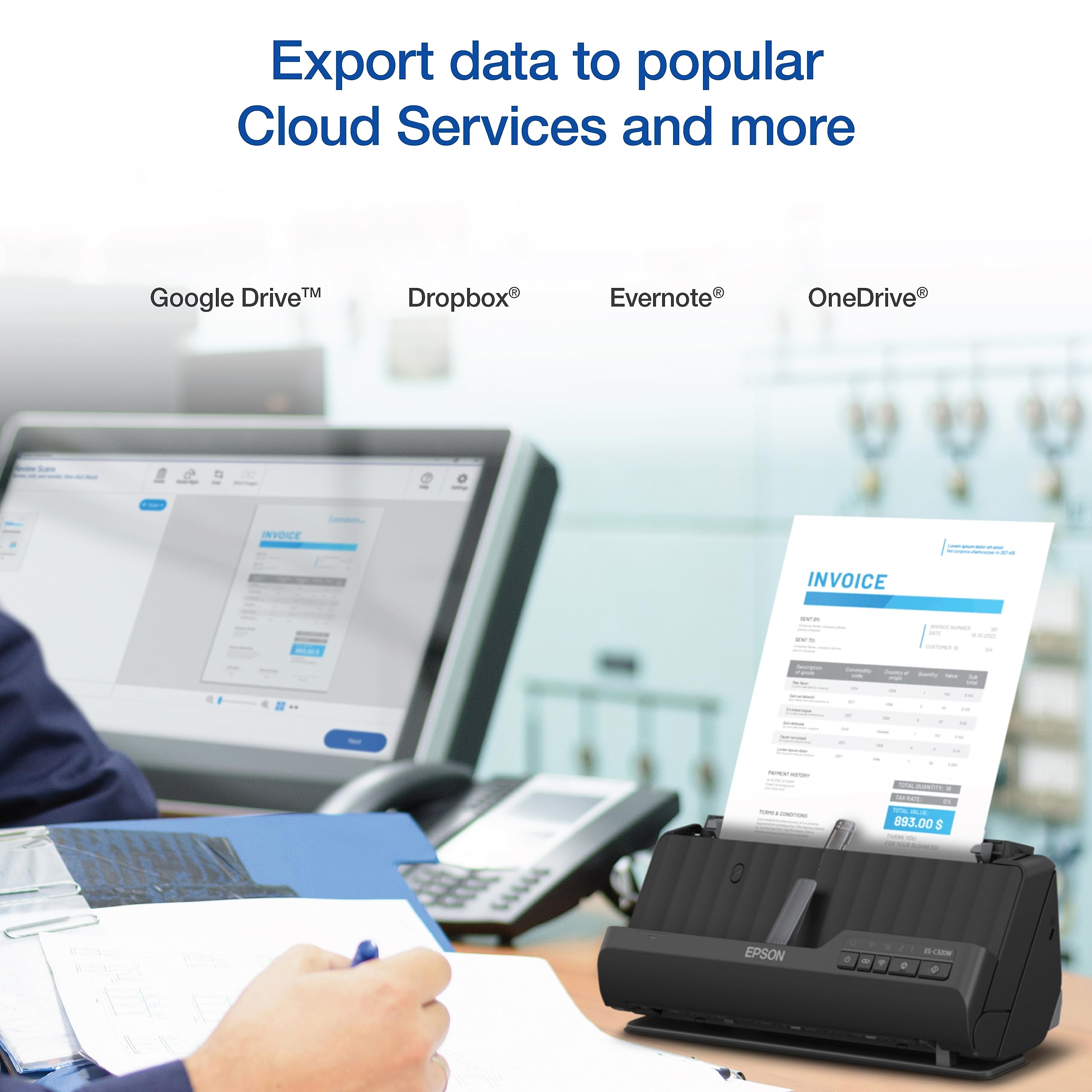 Foto 7 pulgar | Escáner De Documentos Epson Workforce Es-c320w Inalámbrico Negro - Venta Internacional.