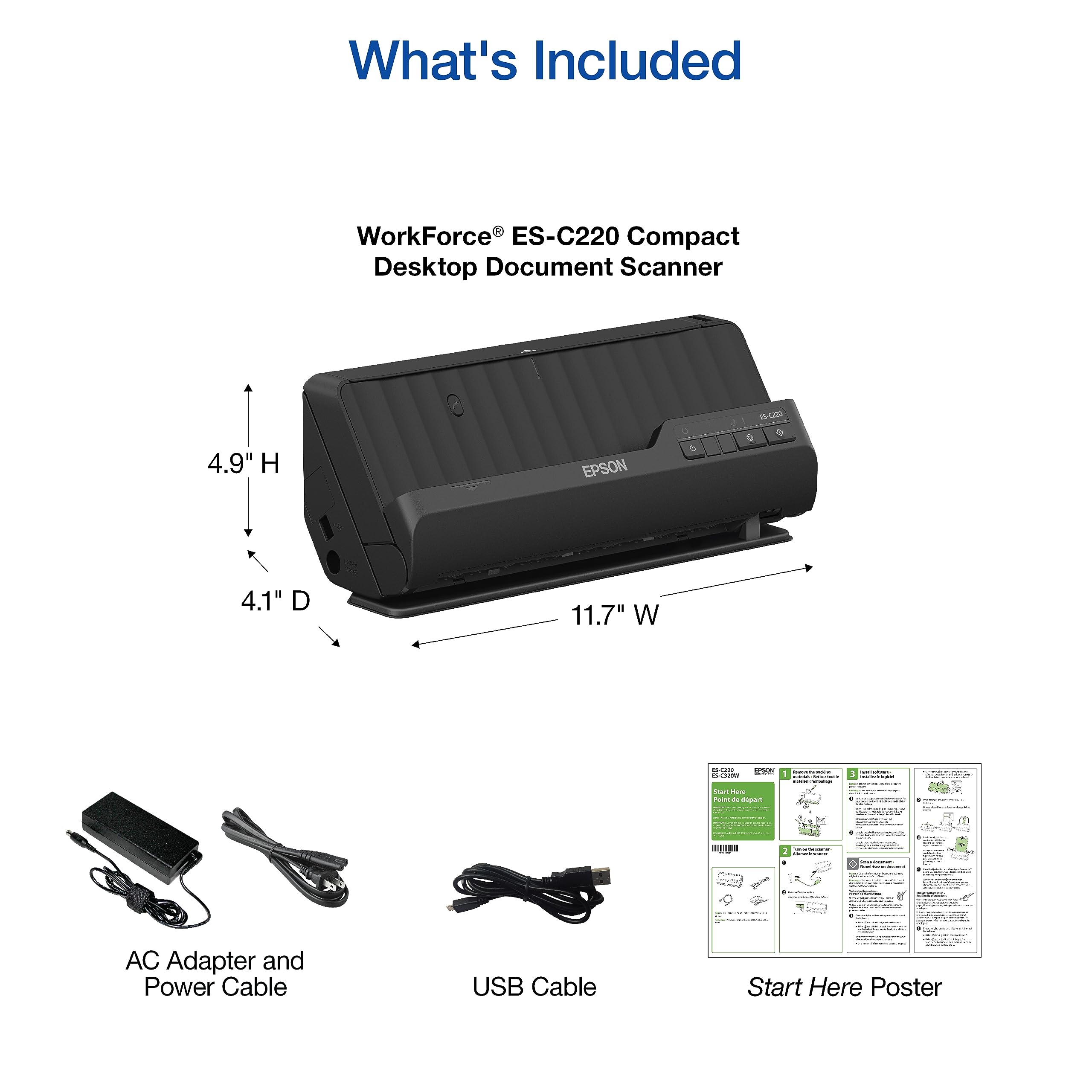 Foto 5 pulgar | Escáner De Documentos Epson Workforce Es-c220 Compact Desktop - Venta Internacional.