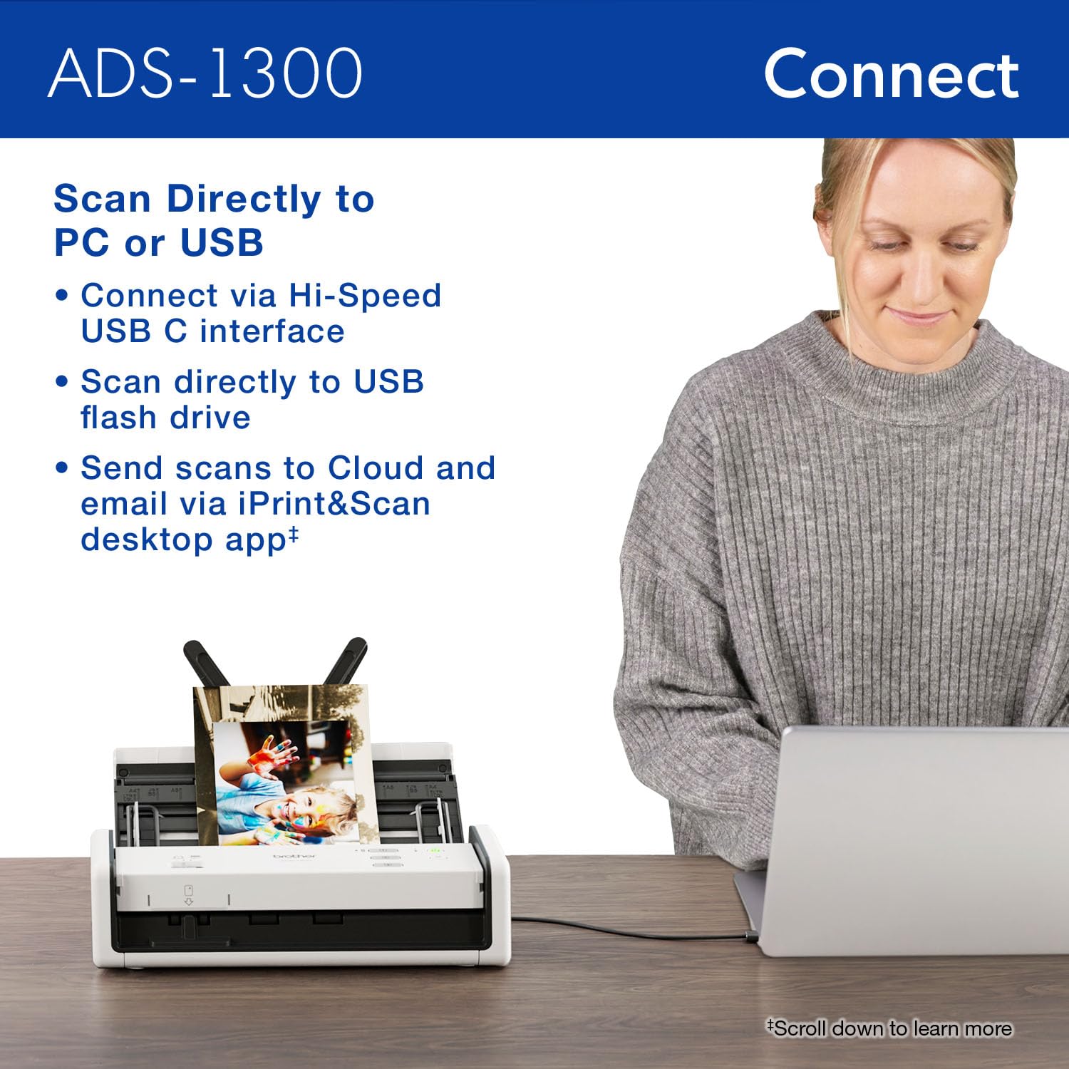 Foto 4 | Escáner de Escritorio Brother Ads-1300 Compact de Velocidad de 30 Ppm - Venta Internacional
