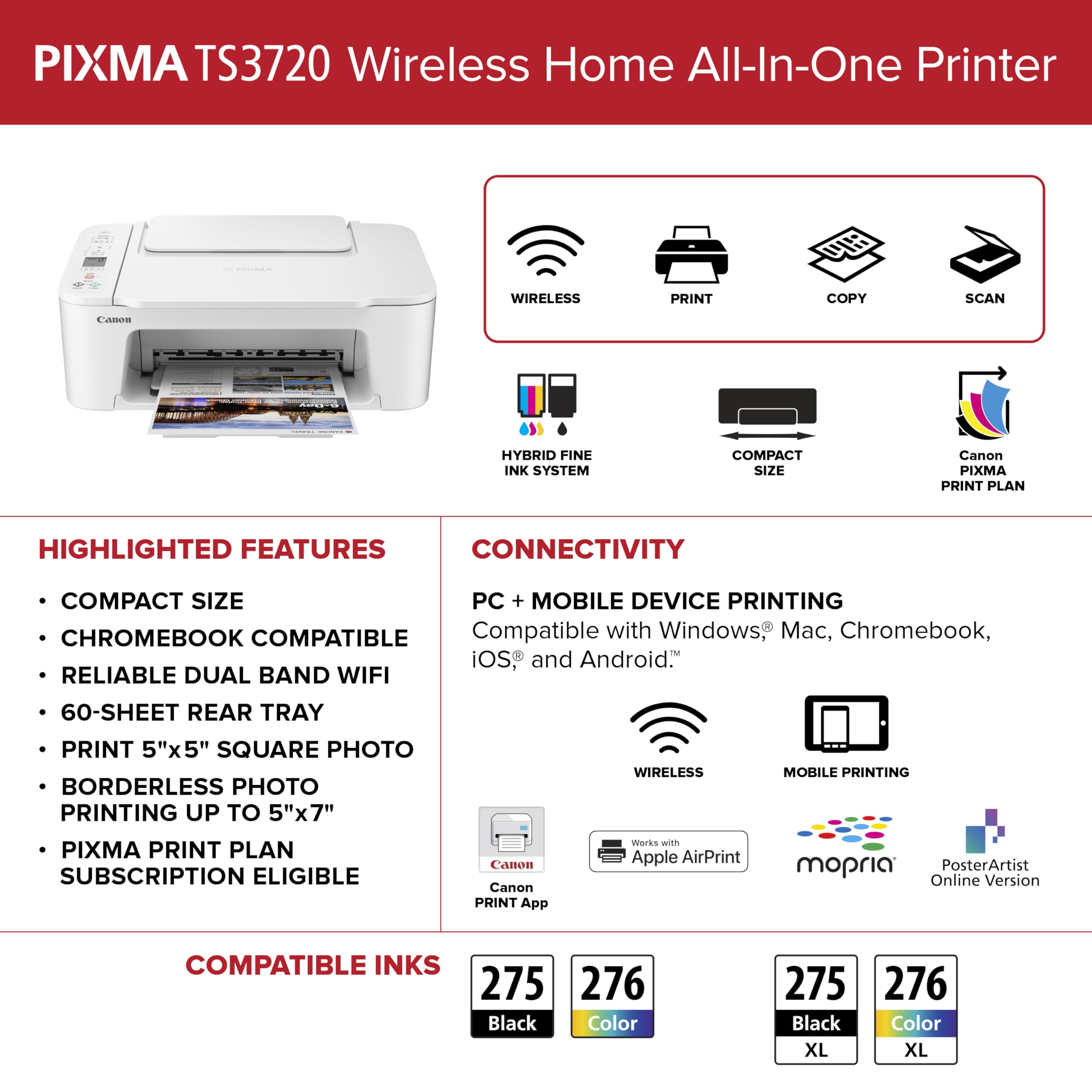 Foto 4 pulgar | Impresora Multifunción Inalámbrica Canon Pixma Ts3720 - Venta Internacional