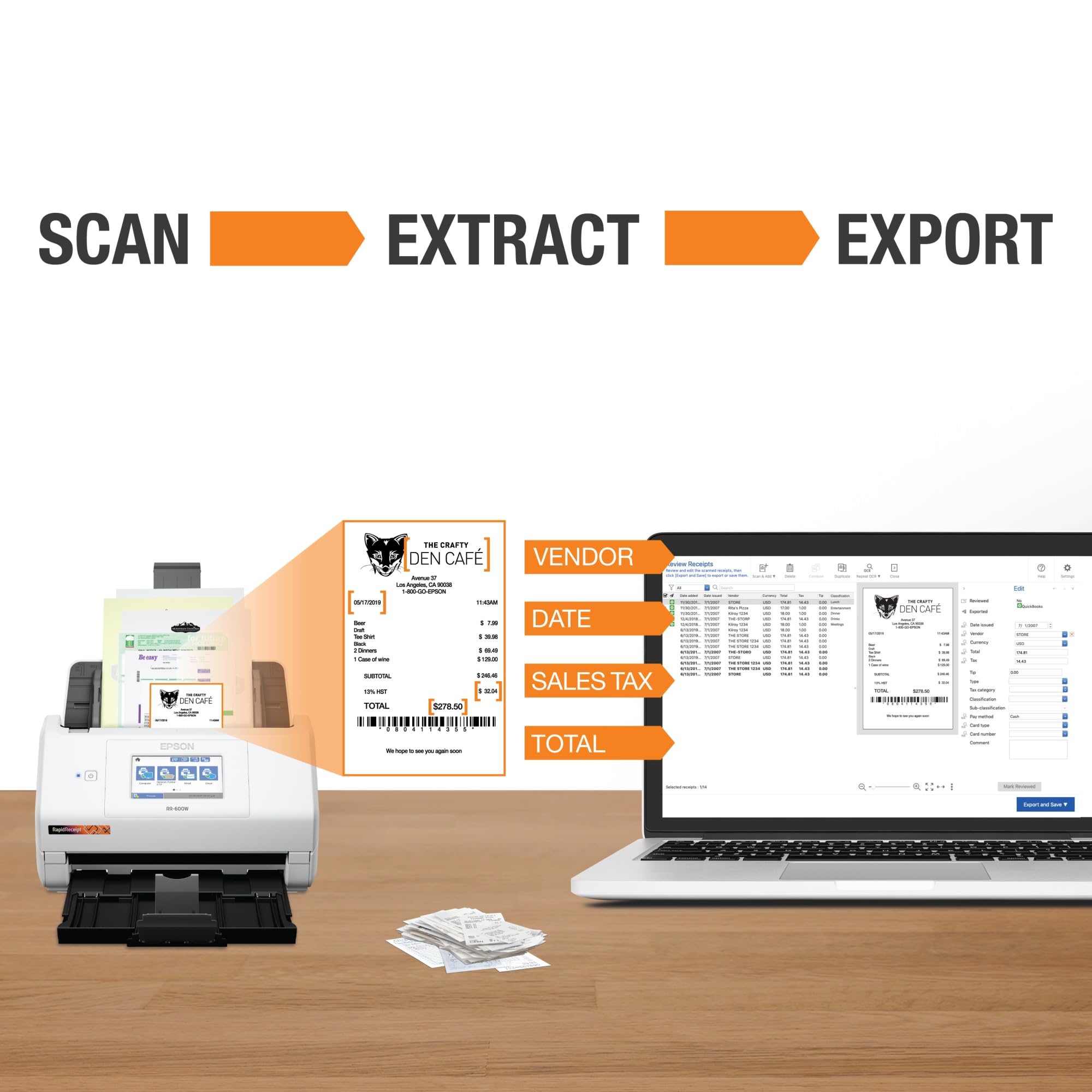 Foto 4 pulgar | Escáner Epson Rapidreceipt Rr-600w Inalámbrico De Escritorio En Color - Venta Internacional.