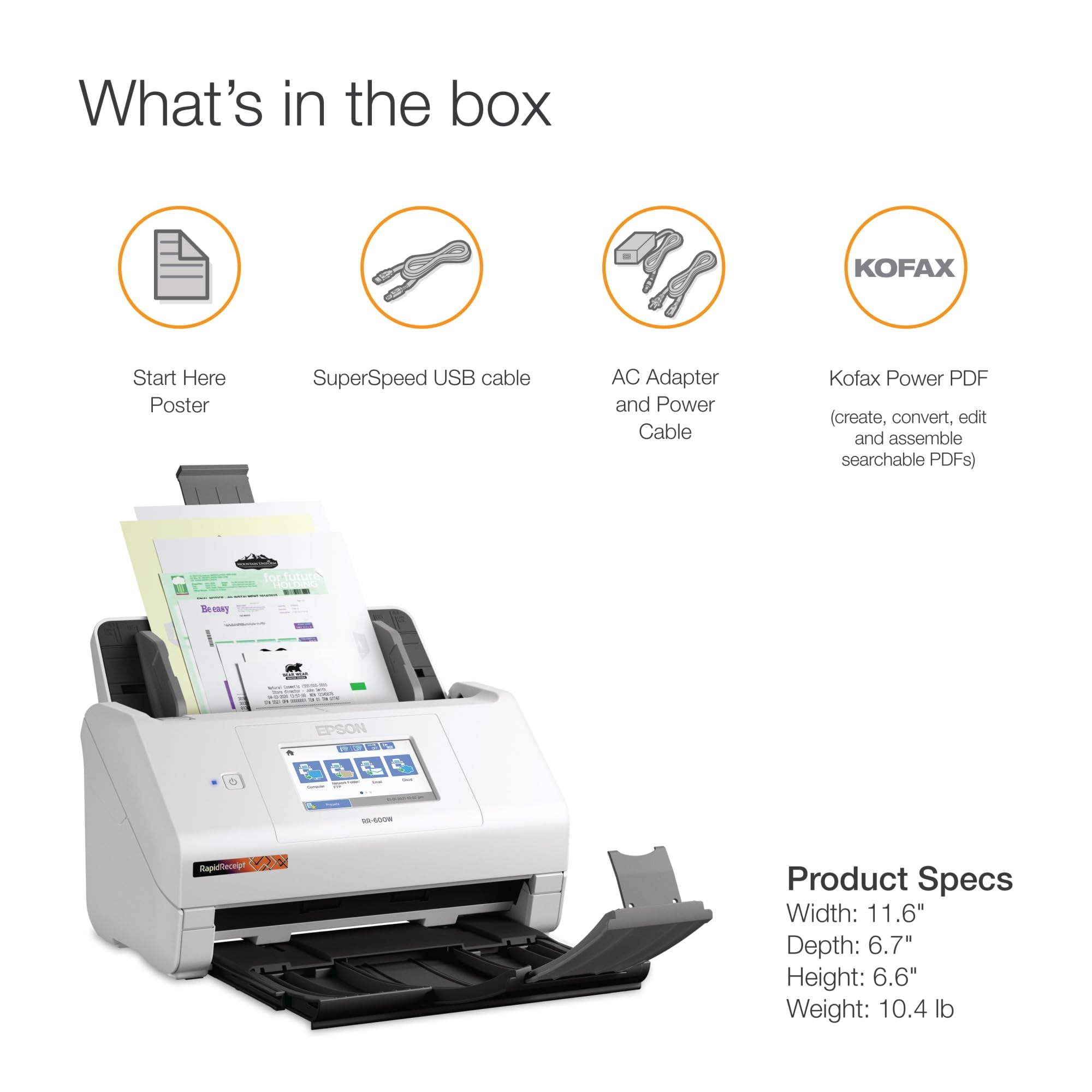 Foto 6 pulgar | Escáner Epson Rapidreceipt Rr-600w Inalámbrico De Escritorio En Color - Venta Internacional.