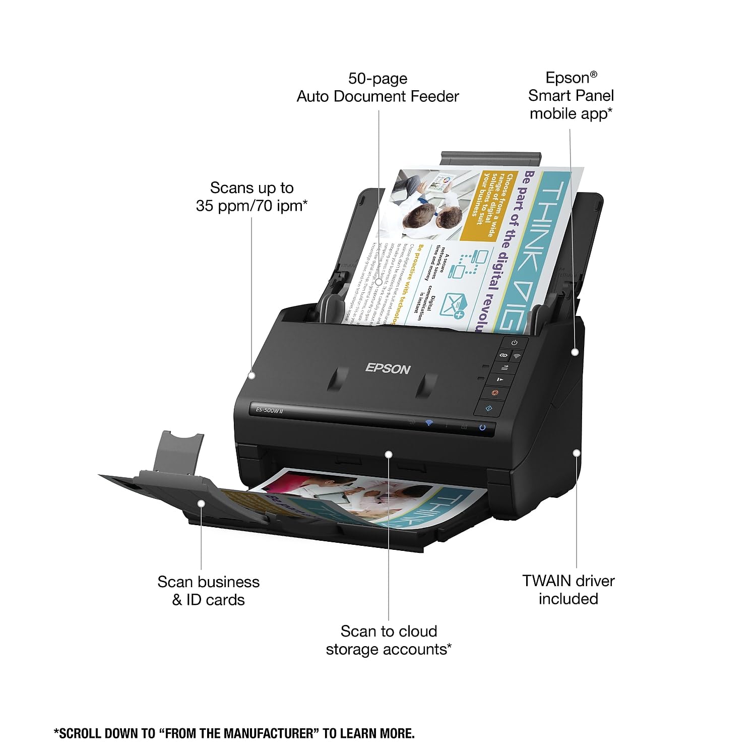 Foto 4 pulgar | Escáner De Documentos Epson Workforce Es-500w Ii Inalámbrico A Color - Venta Internacional.