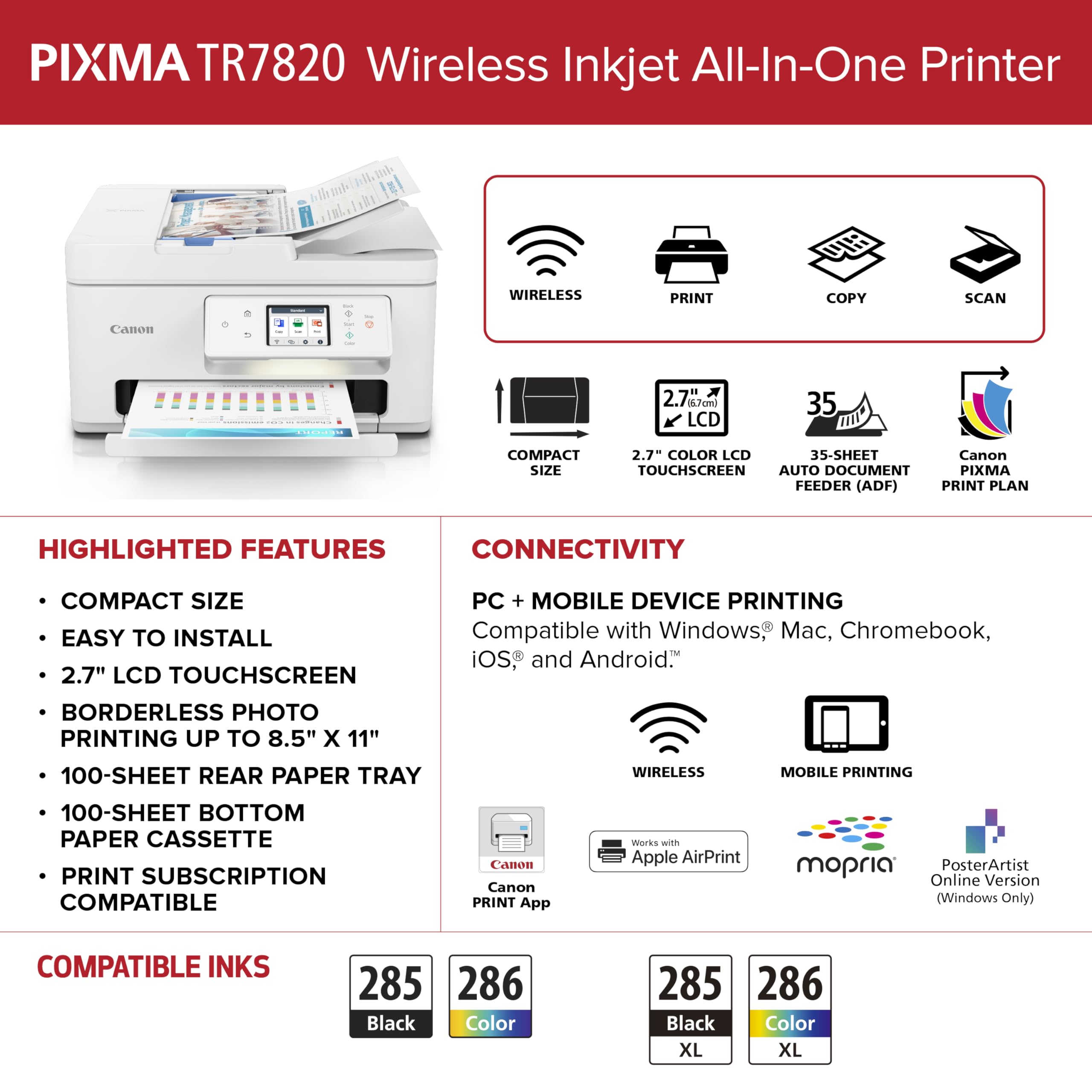 Foto 3 | Impresora Multifunción Doméstica Inalámbrica Canon Pixma Tr7820 - Venta Internacional.