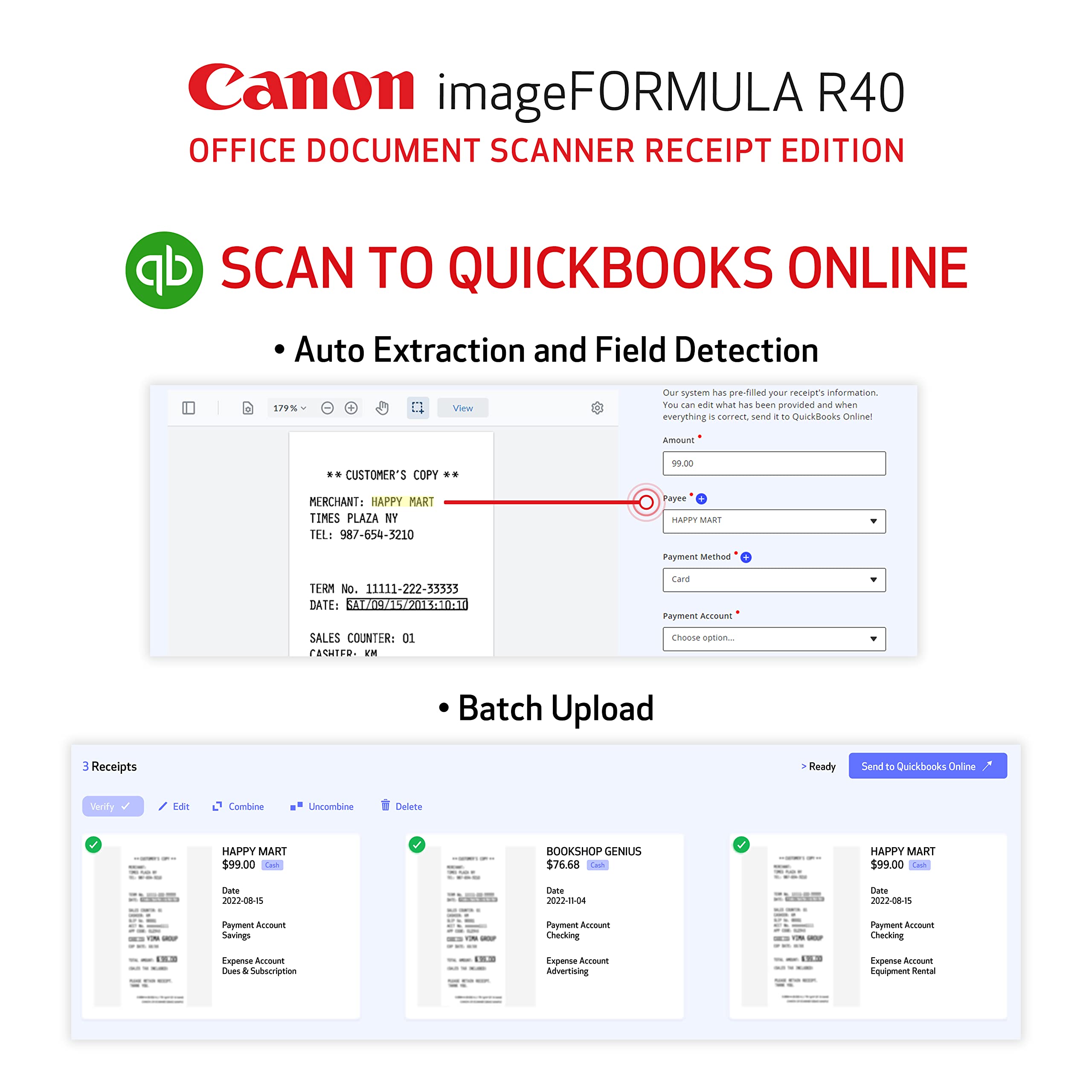 Foto 2 | Escáner De Documentos De Oficina Canon Imageformula R40 Receipt - Venta Internacional.