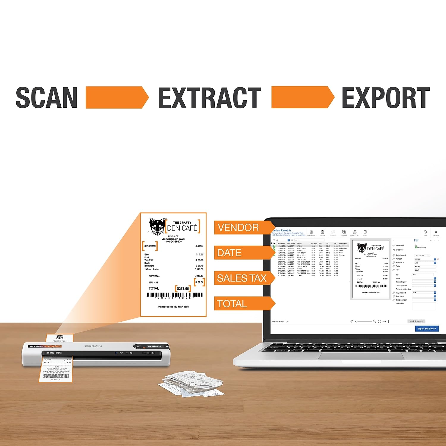 Foto 4 | Escáner Móvil Inalámbrico Rapidreceipt Rr-70w De Epson - Venta Internacional.