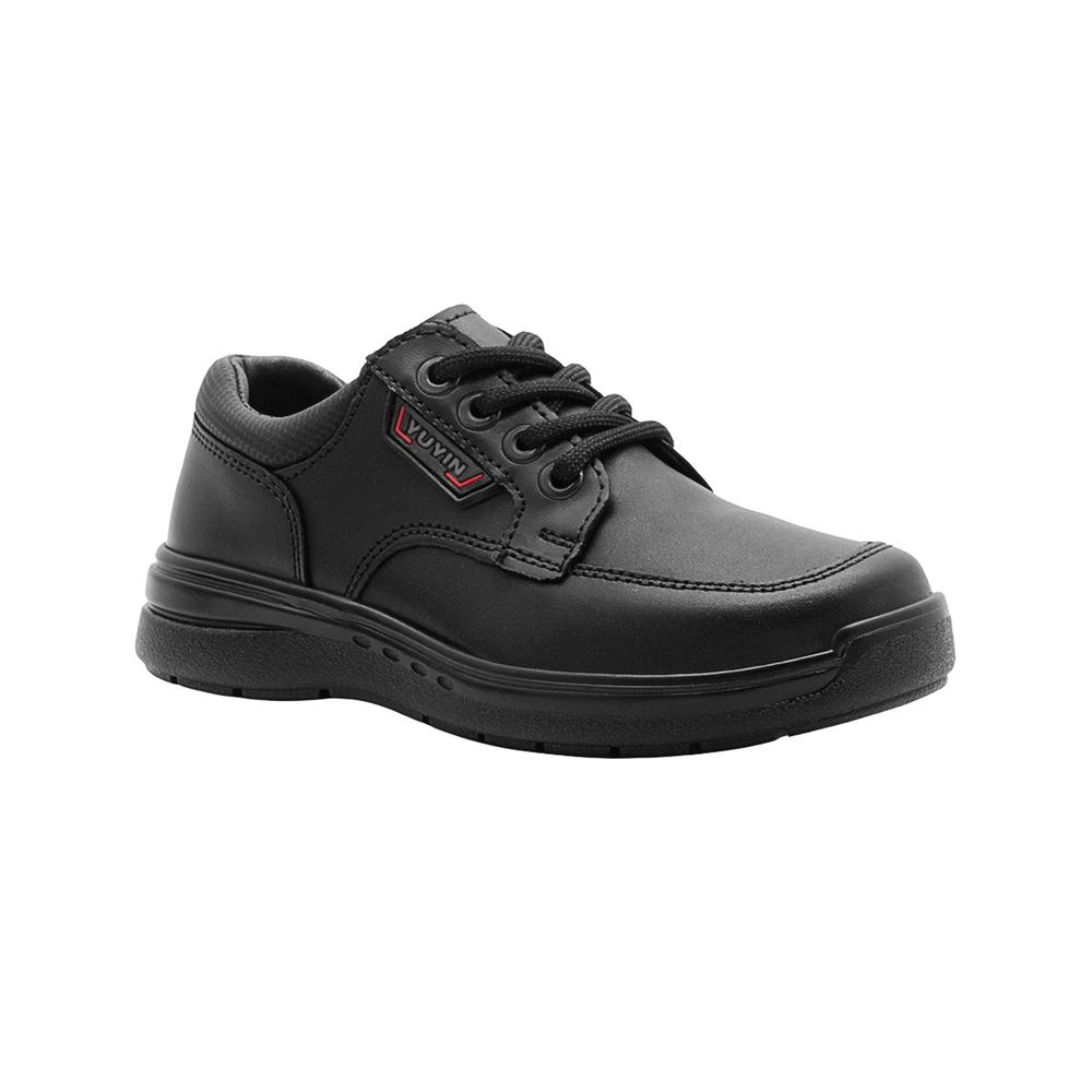 Zapato Escolar Yuyin Para Niño Cómodos Ajuste Cordones Negro