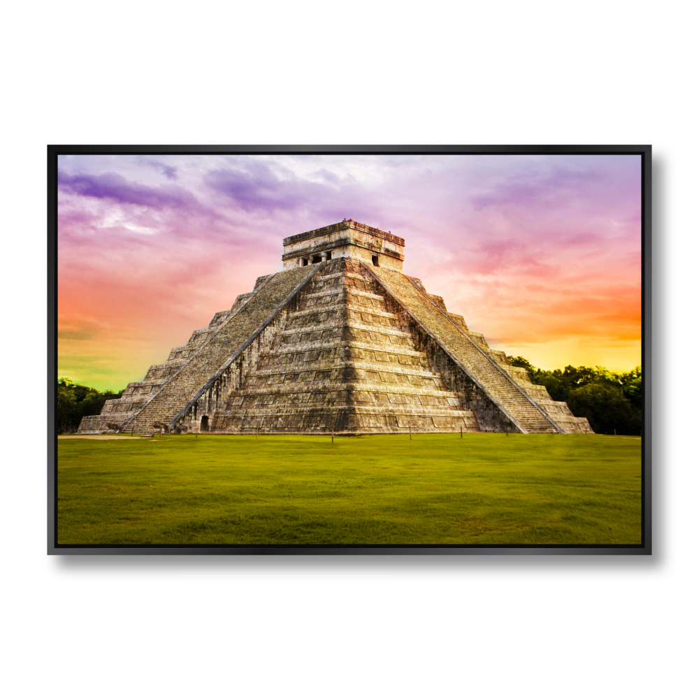 Canvas Revolution Cuadro Canvas Piramide Kukulkan Chichen Itza Marco color Negro